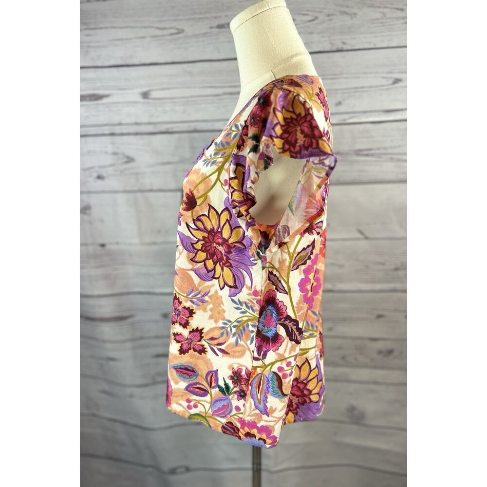 Liverpool Los Angeles Floral Blouse Women S Multicolor Cotton Blend Boho - Picture 3 of 6